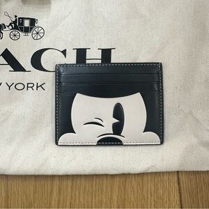 Coach x Disney Mickey Leather Card Holder Wallet | ID Window | Good Condition